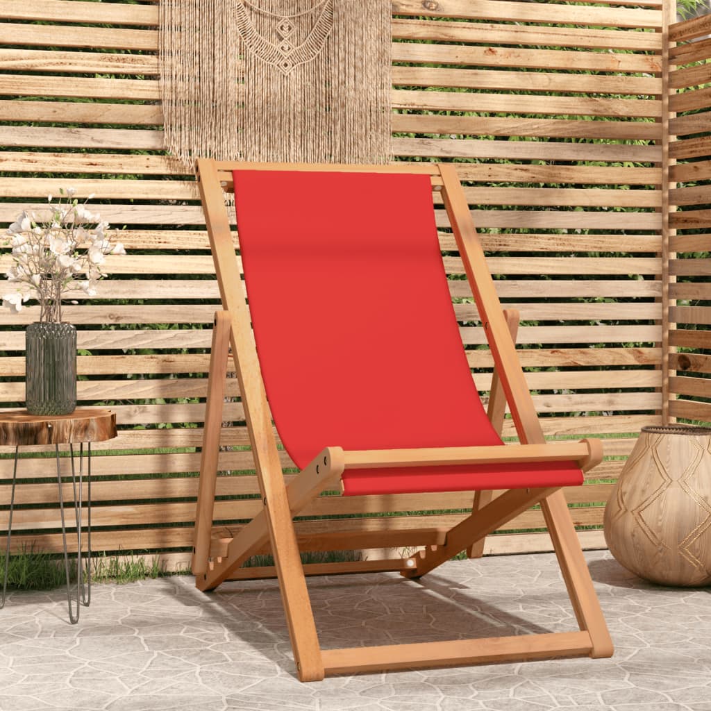 Silla de playa plegable madera maciza de teca gris