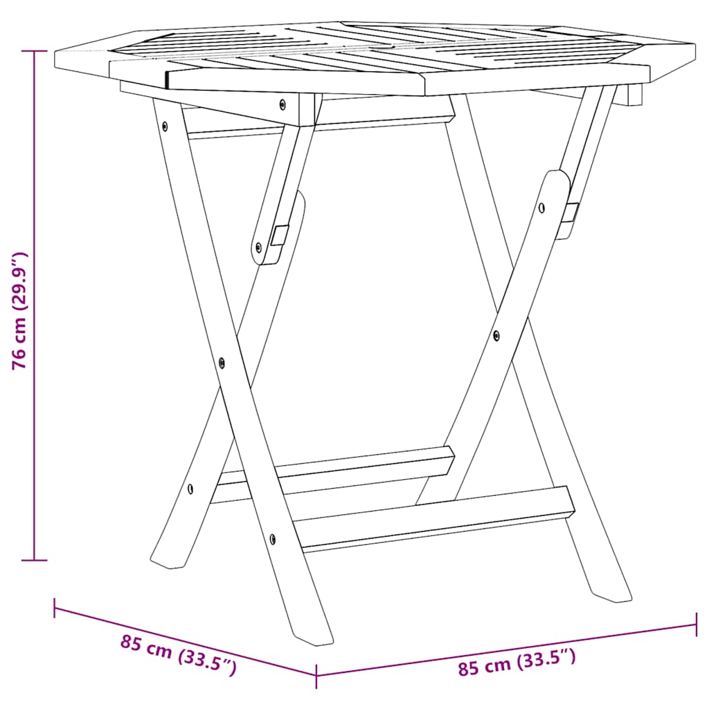 Mesa de jardín plegable madera de teca maciza 85x85x76 cm