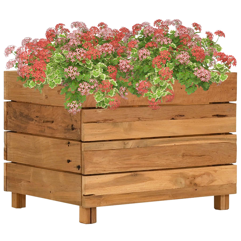 Raised Planter Recycled Teak and Steel 100x40x38 cm
