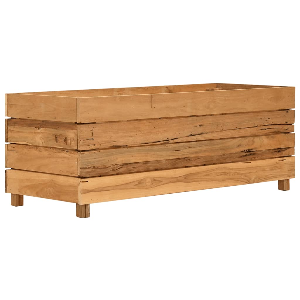 Arriate elevado madera de teca reciclada y acero 100x40x38 cm