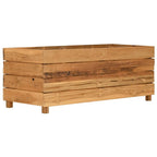 Arriate elevado madera de teca reciclada y acero 100x40x38 cm