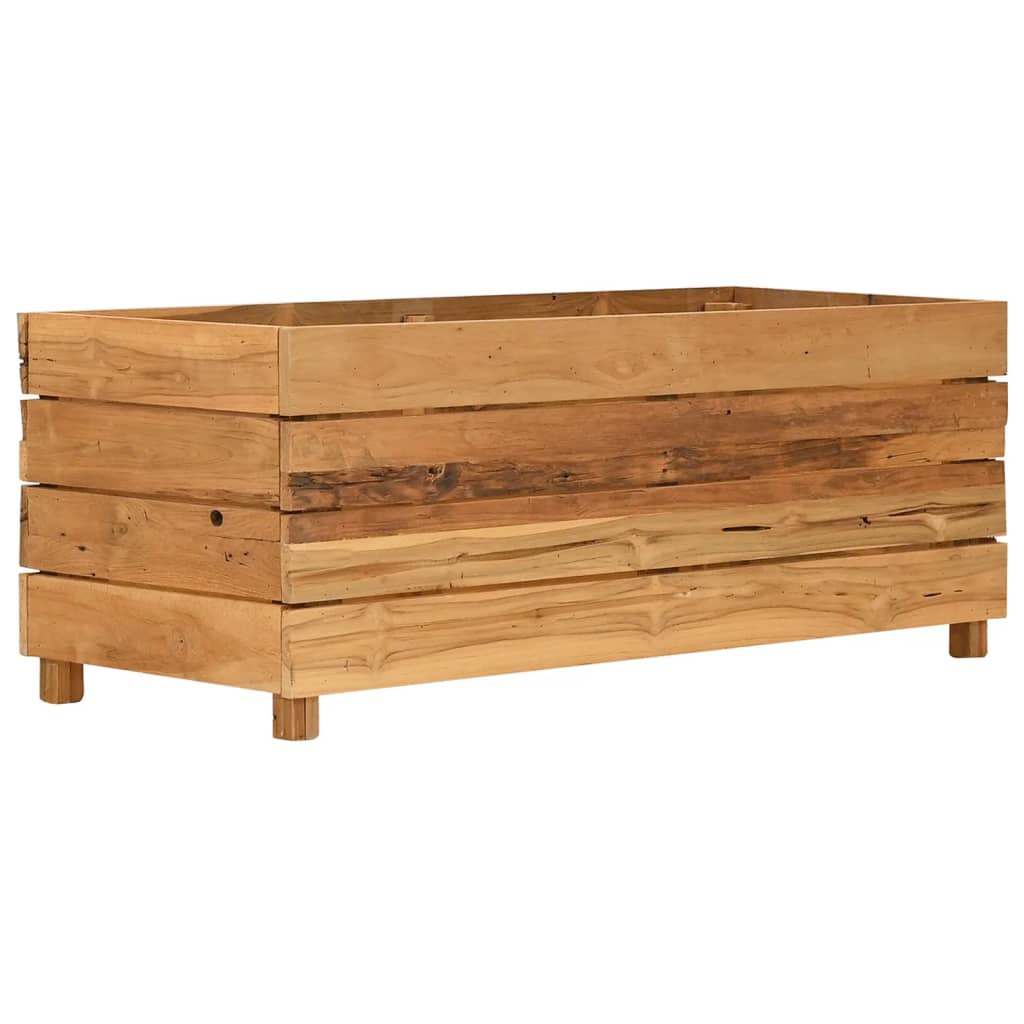 Arriate elevado madera de teca reciclada y acero 100x40x38 cm