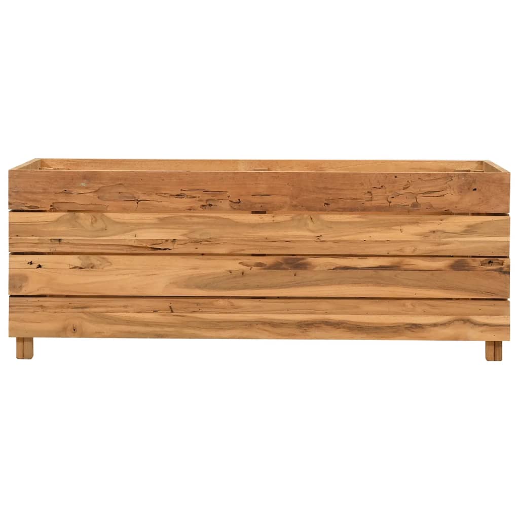 Arriate elevado madera de teca reciclada y acero 100x40x38 cm