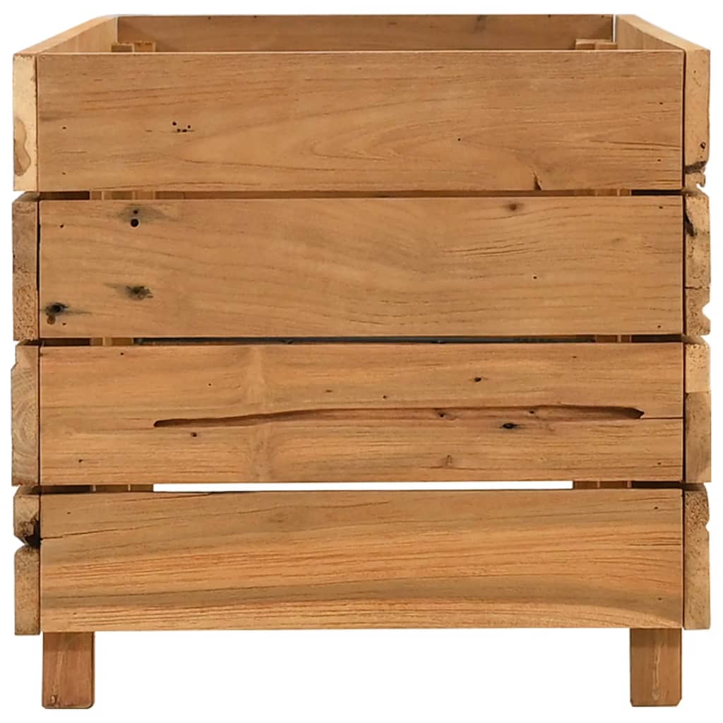 Arriate elevado madera de teca reciclada y acero 100x40x38 cm