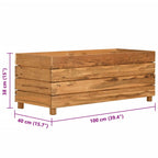 Arriate elevado madera de teca reciclada y acero 100x40x38 cm