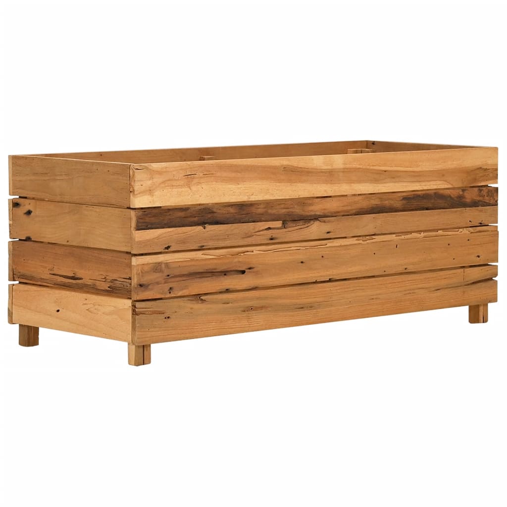 Arriate elevado madera de teca reciclada y acero 100x40x38 cm