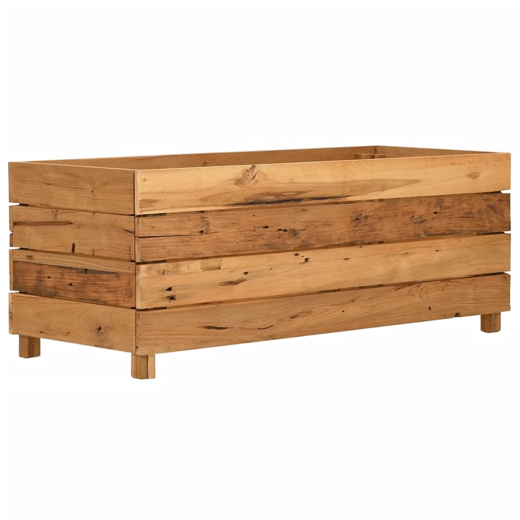 Arriate elevado madera de teca reciclada y acero 100x40x38 cm