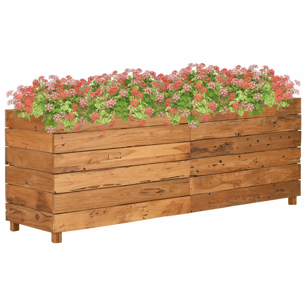 Raised Planter Recycled Teak and Steel 100x40x38 cm