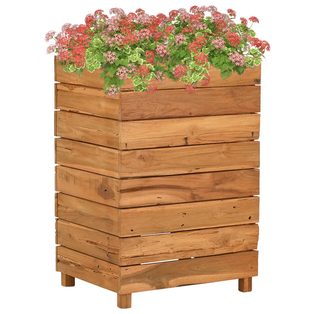 Raised Planter Recycled Teak and Steel 100x40x38 cm