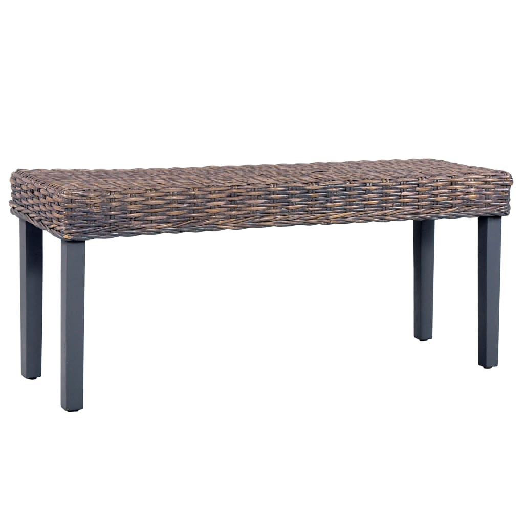 Banco de ratán kubu natural y madera maciza de caoba 110 cm