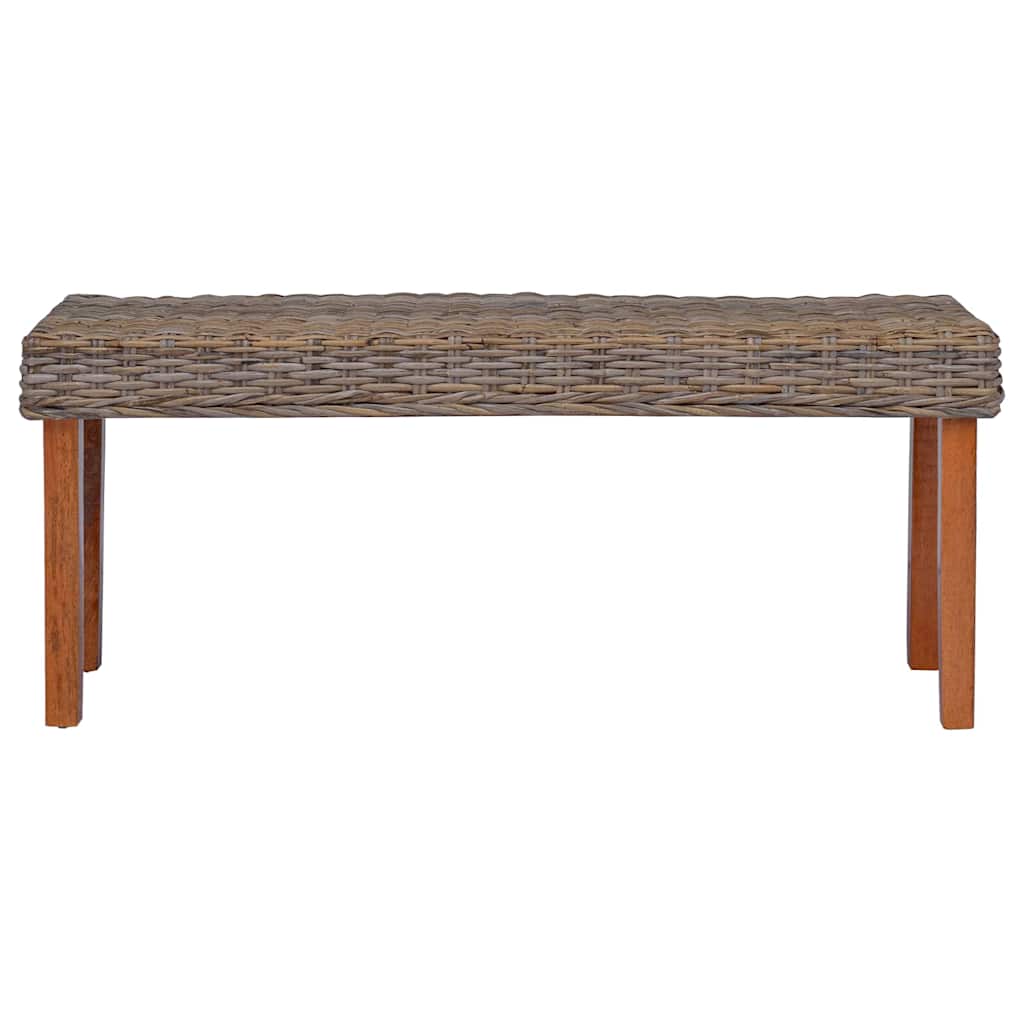 Banco de ratán kubu natural y madera maciza de caoba 110 cm