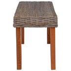 Banco de ratán kubu natural y madera maciza de caoba 110 cm