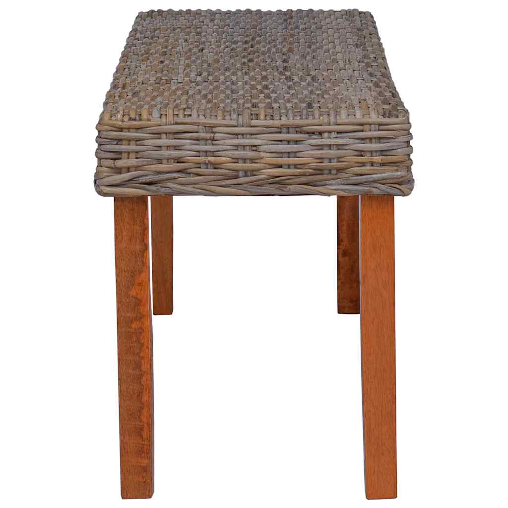 Banco de ratán kubu natural y madera maciza de caoba 110 cm