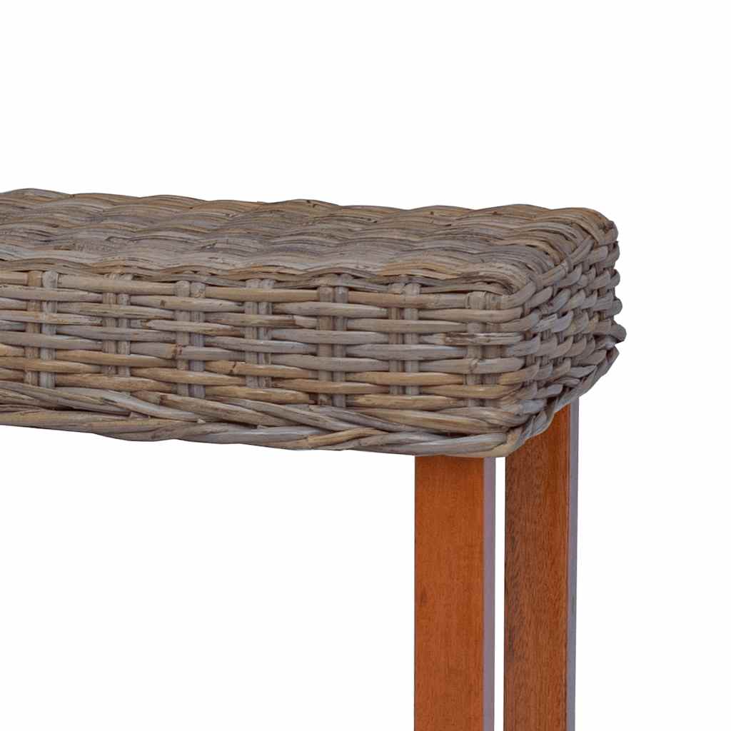 Banco de ratán kubu natural y madera maciza de caoba 110 cm