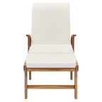 Tumbona con cojín madera maciza de teca crema