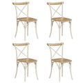 Sillas con respaldo cruzado 4 uds madera maciza de mango blanco