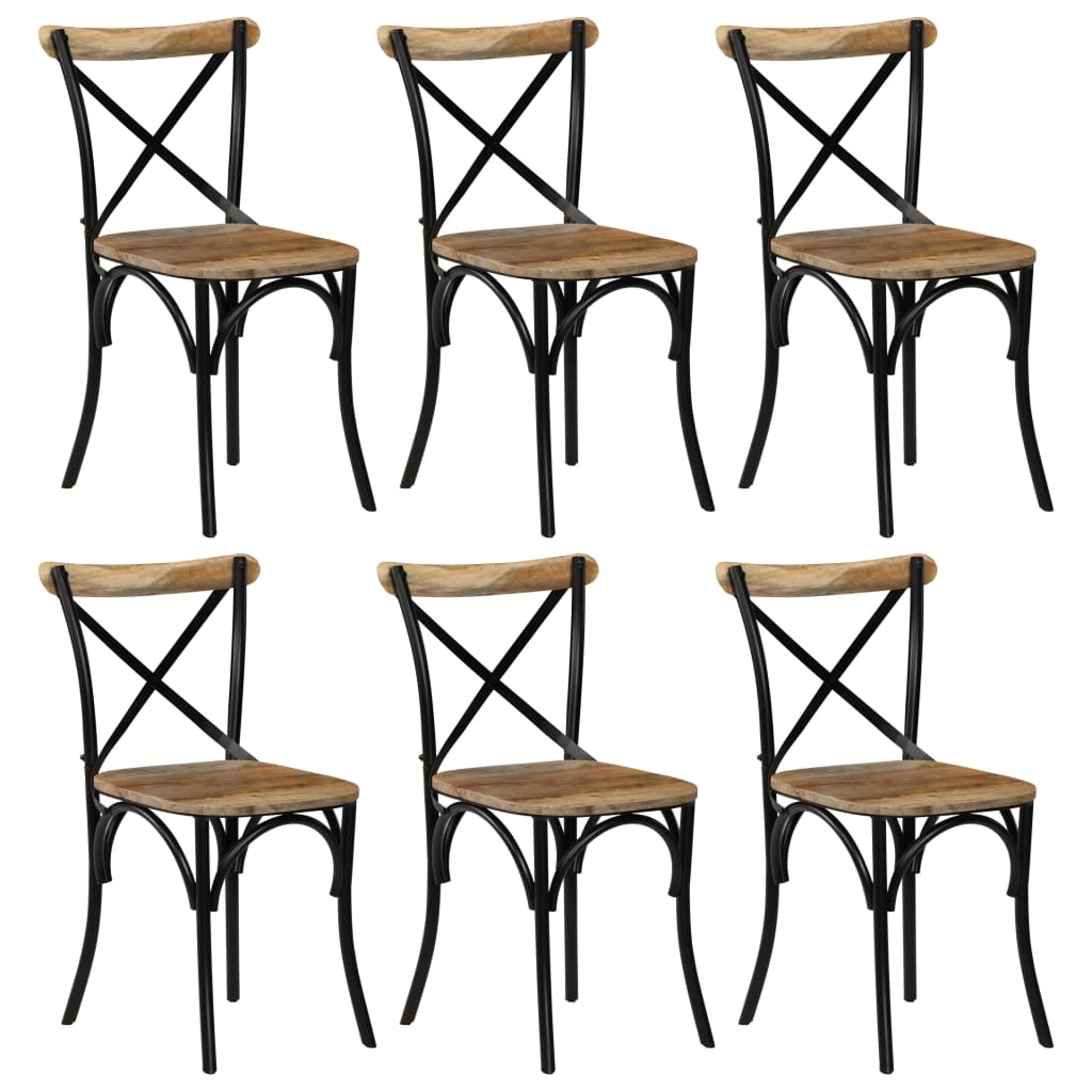 Cross-back chairs 6 pcs solid mango wood white