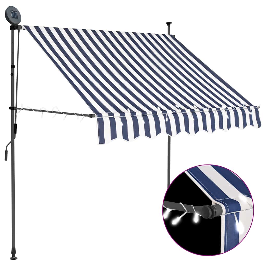 Toldo manual retrátil com LED amarelo e azul 100 cm