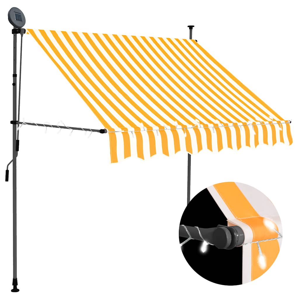 Toldo manual retrátil com LED amarelo e azul 100 cm
