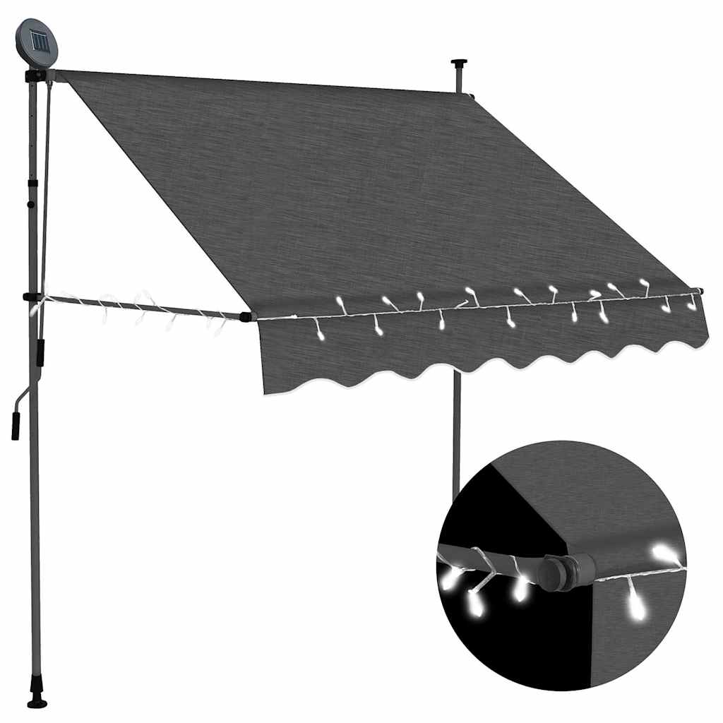 Toldo manual retrátil com LED amarelo e azul 100 cm