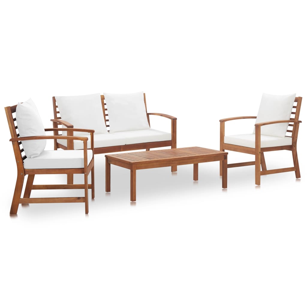 Juego de muebles de jardín 4 piezas madera maciza de acacia