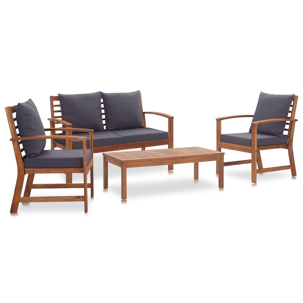 Juego de muebles de jardín 4 piezas madera maciza de acacia