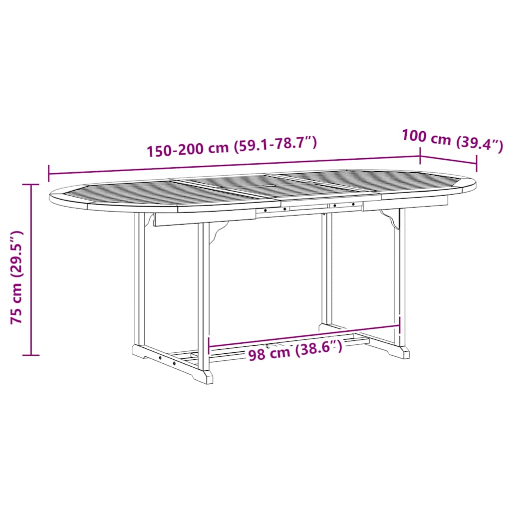 Mesa de jardín madera maciza de acacia gris 200x100x75 cm
