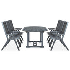 Set de comedor de jardín 7 piezas madera maciza de acacia gris