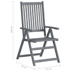 Set de comedor de jardín 7 piezas madera maciza de acacia gris