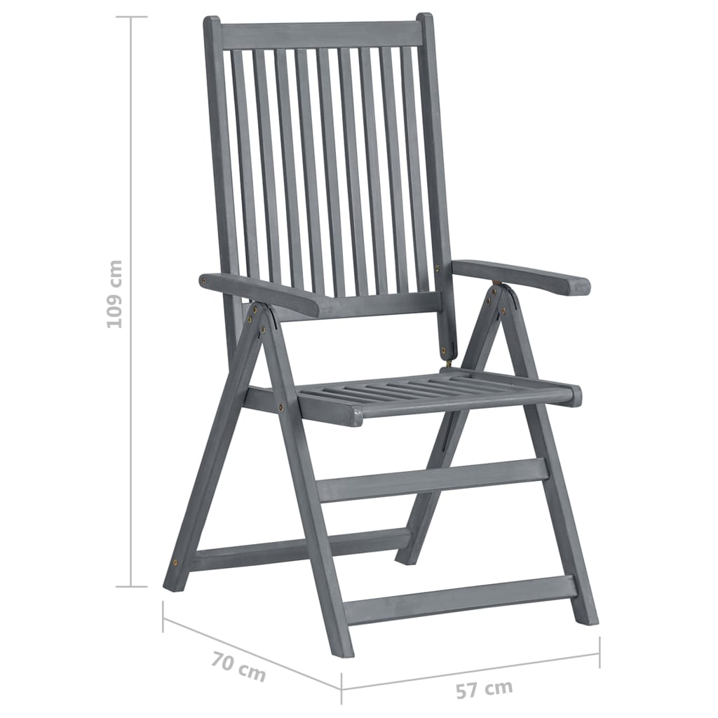Set de comedor de jardín 7 piezas madera maciza de acacia gris