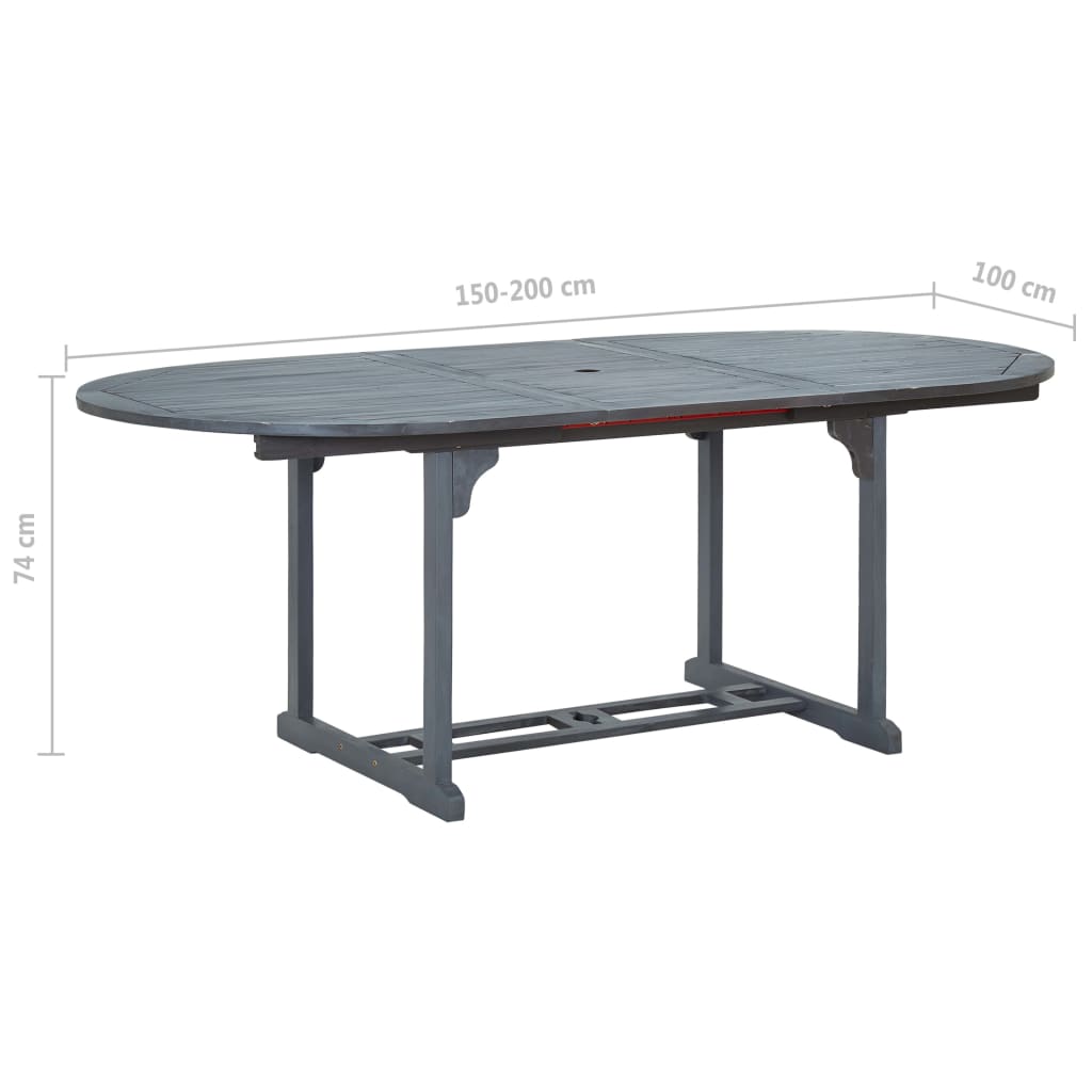 Set de comedor de jardín 7 piezas madera maciza de acacia gris