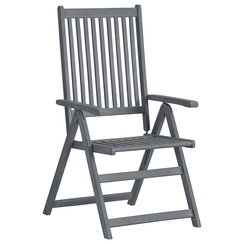 Set de comedor de jardín 7 piezas madera maciza de acacia gris