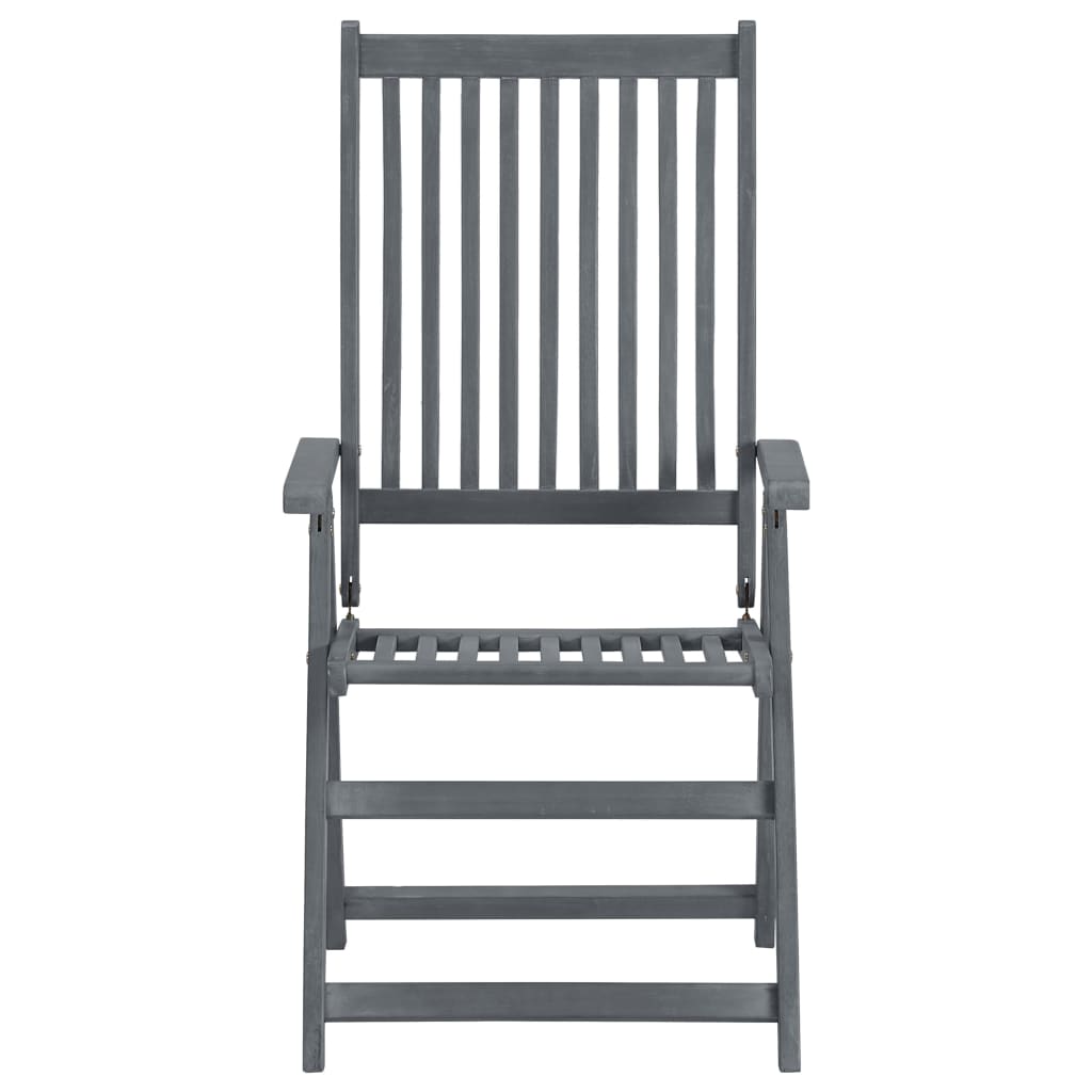 Set de comedor de jardín 7 piezas madera maciza de acacia gris
