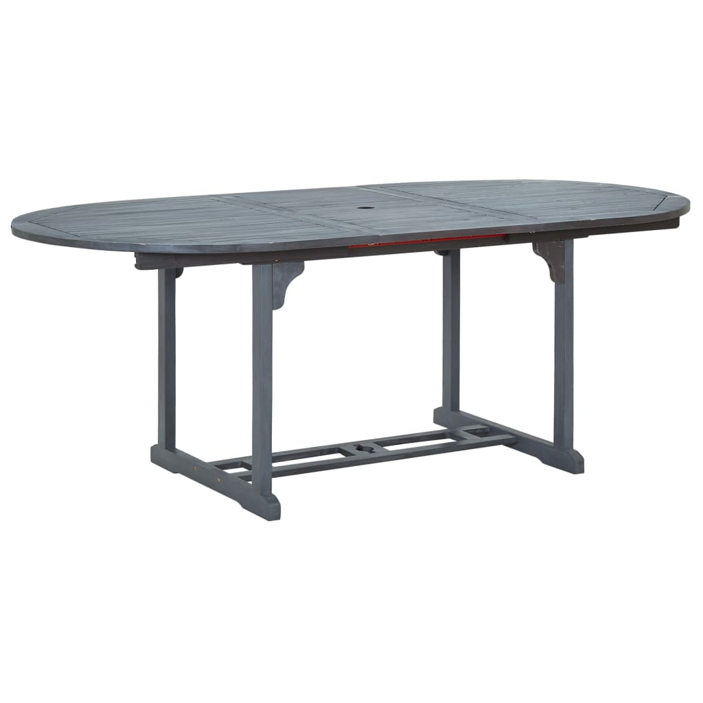 Set de comedor de jardín 7 piezas madera maciza de acacia gris