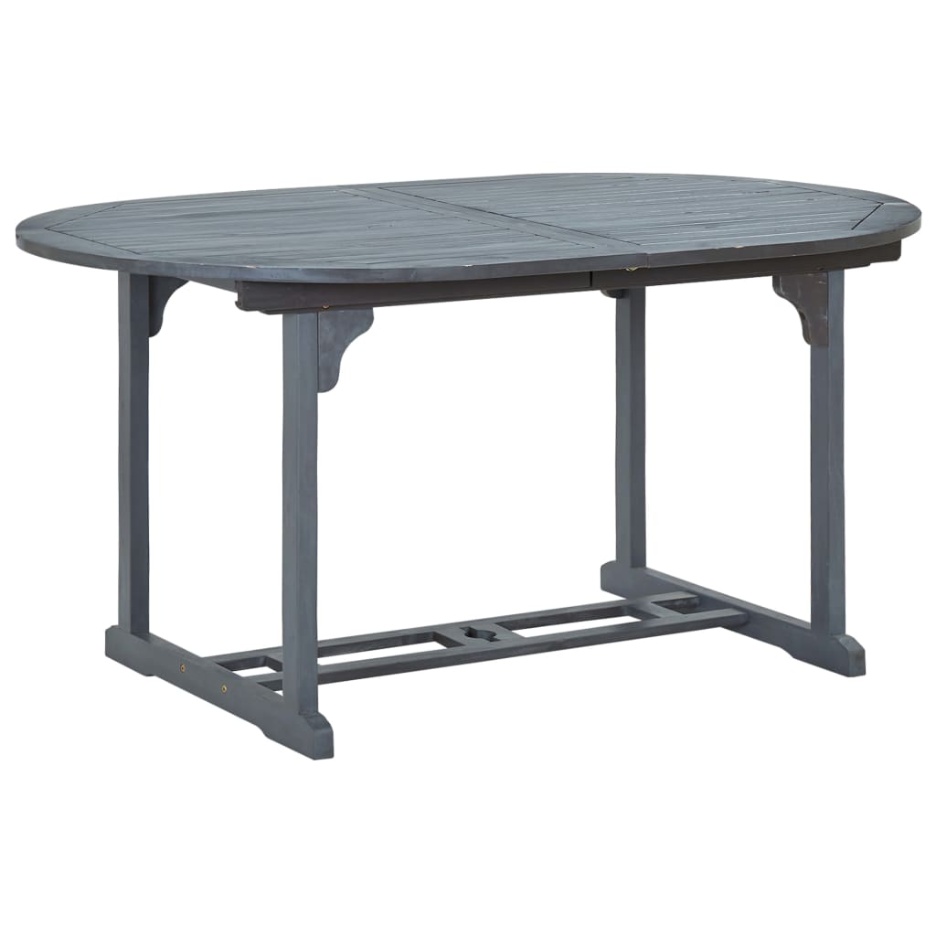 Set de comedor de jardín 7 piezas madera maciza de acacia gris