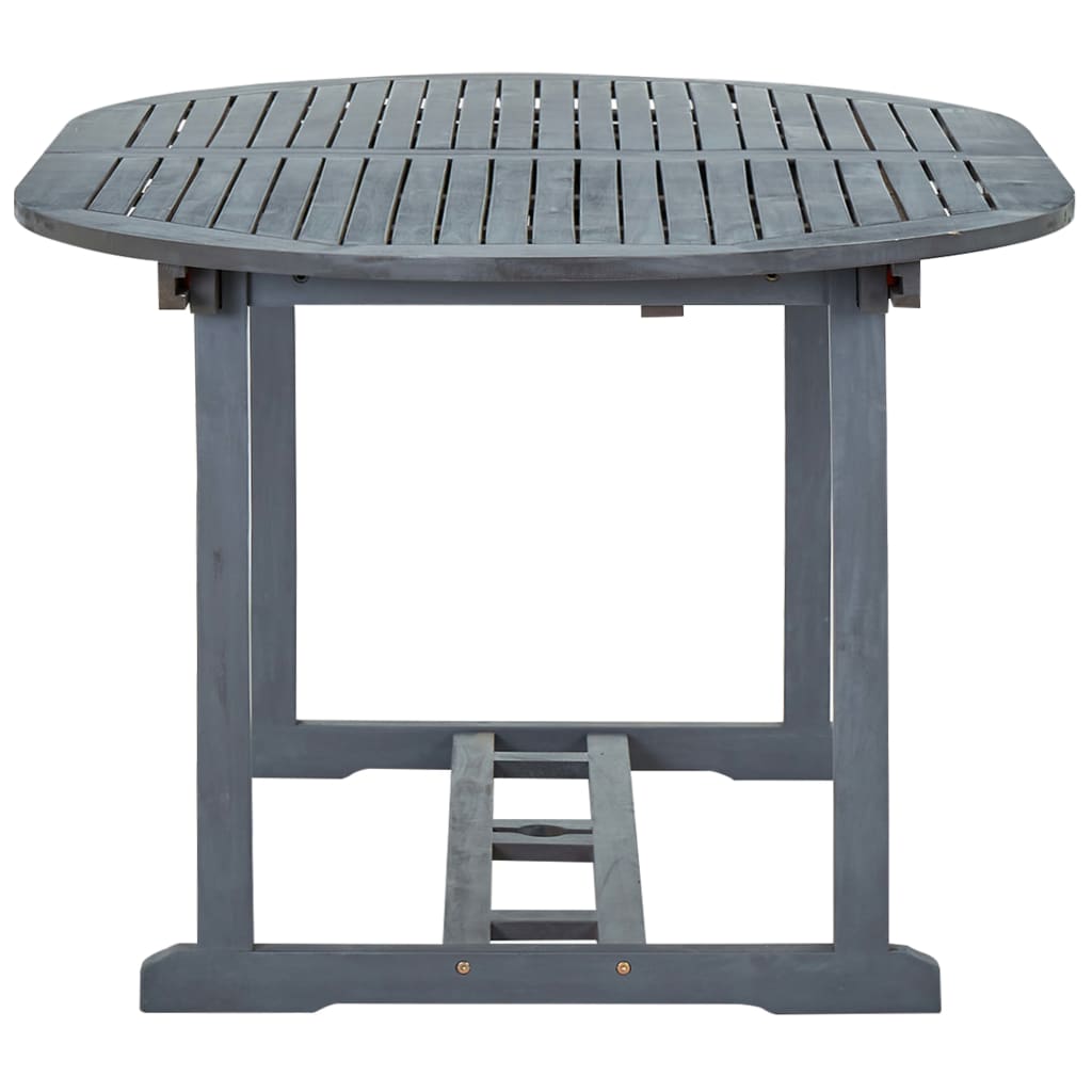 Set de comedor de jardín 7 piezas madera maciza de acacia gris