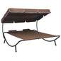 Outdoor lounge chair with canopy and cream-white cushions