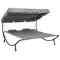 Outdoor lounge chair with canopy and cream-white cushions