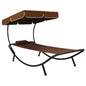 Tumbona de exterior con dosel y almohada blanco crema