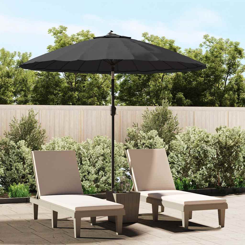 Chapéu de sol de jardim com poste de aço 300 cm antracite