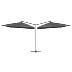 Sombrilla doble de jardín palo de acero antracita 250x250 cm
