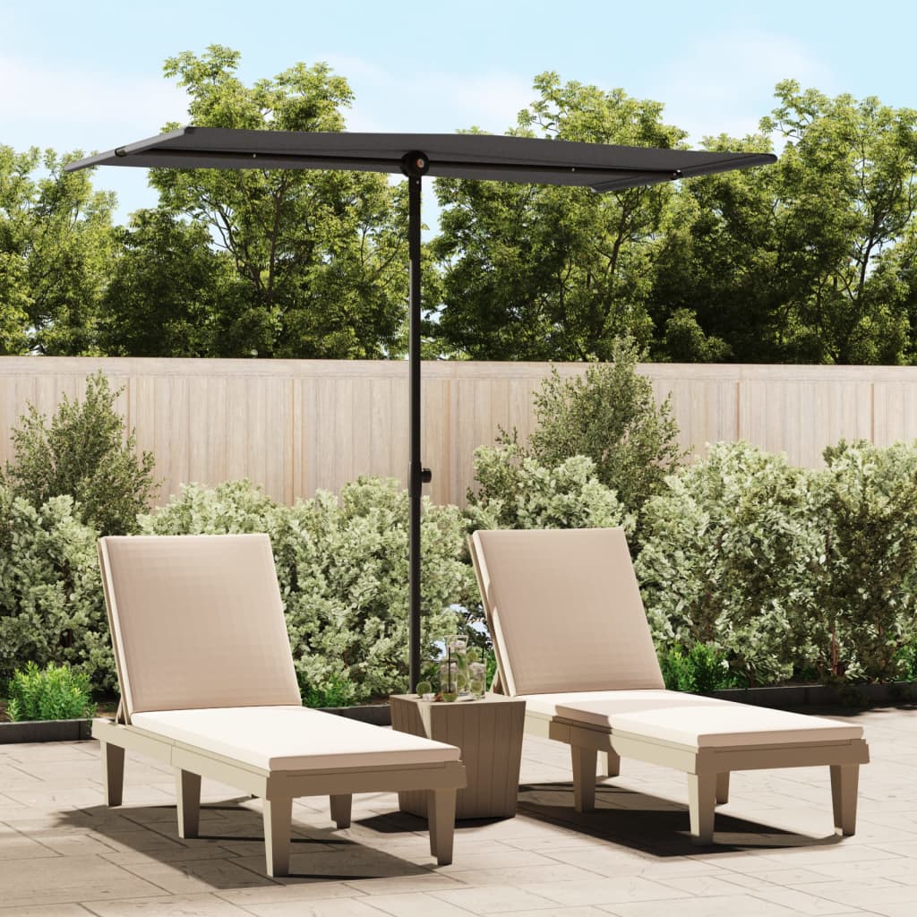 Sombrilla de jardín con luces LED palo de aluminio negra 300 cm