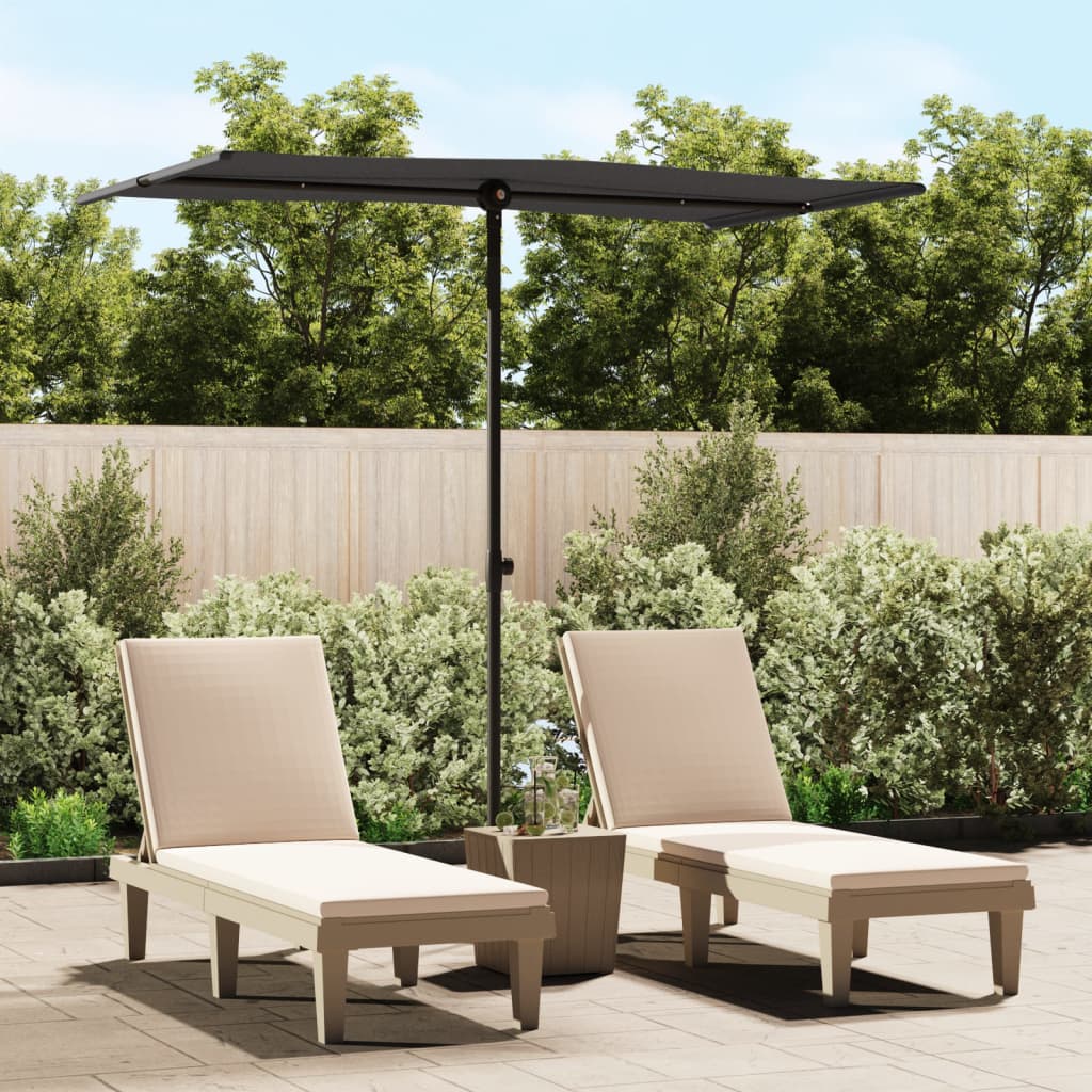 Sombrilla de jardín con luces LED palo de aluminio negra 300 cm