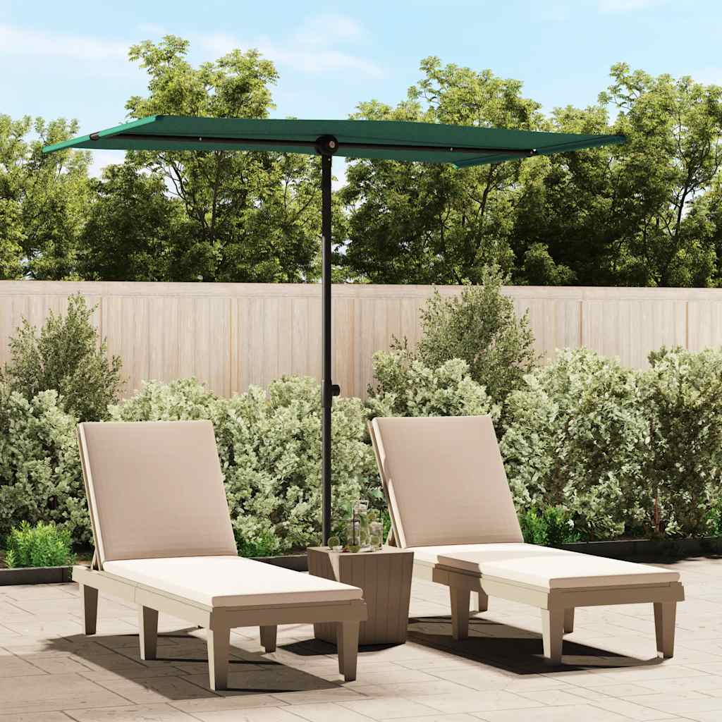 Chapéu de sol de jardim com mastro de alumínio azul-celeste 2x1,5 m