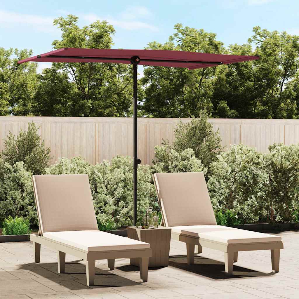 Chapéu de sol de jardim com mastro de alumínio azul-celeste 2x1,5 m