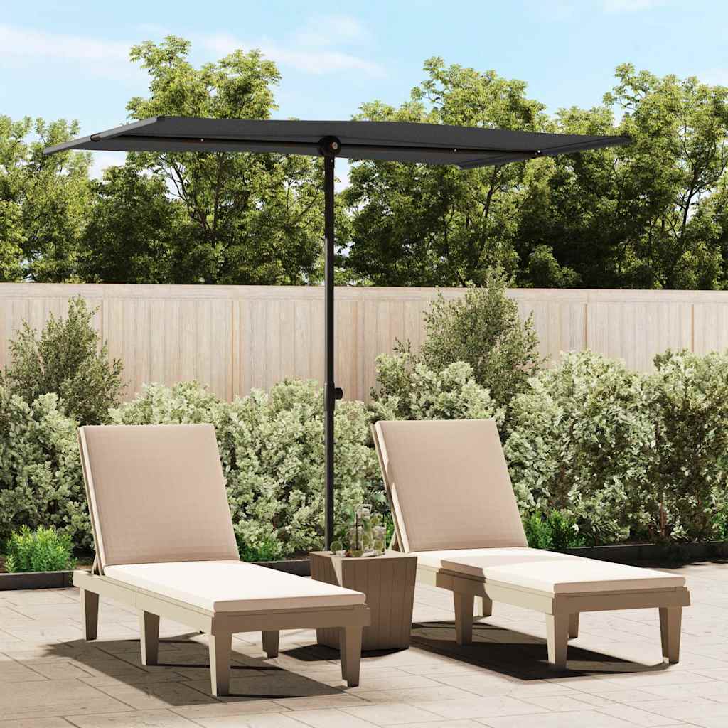 Chapéu de sol de jardim com mastro de alumínio azul-celeste 2x1,5 m