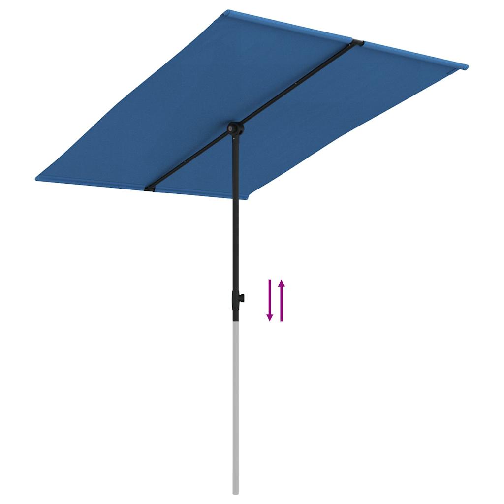 Sombrilla de jardín con palo de aluminio azul azure 2x1,5 m