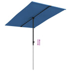 Sombrilla de jardín con palo de aluminio azul azure 2x1,5 m
