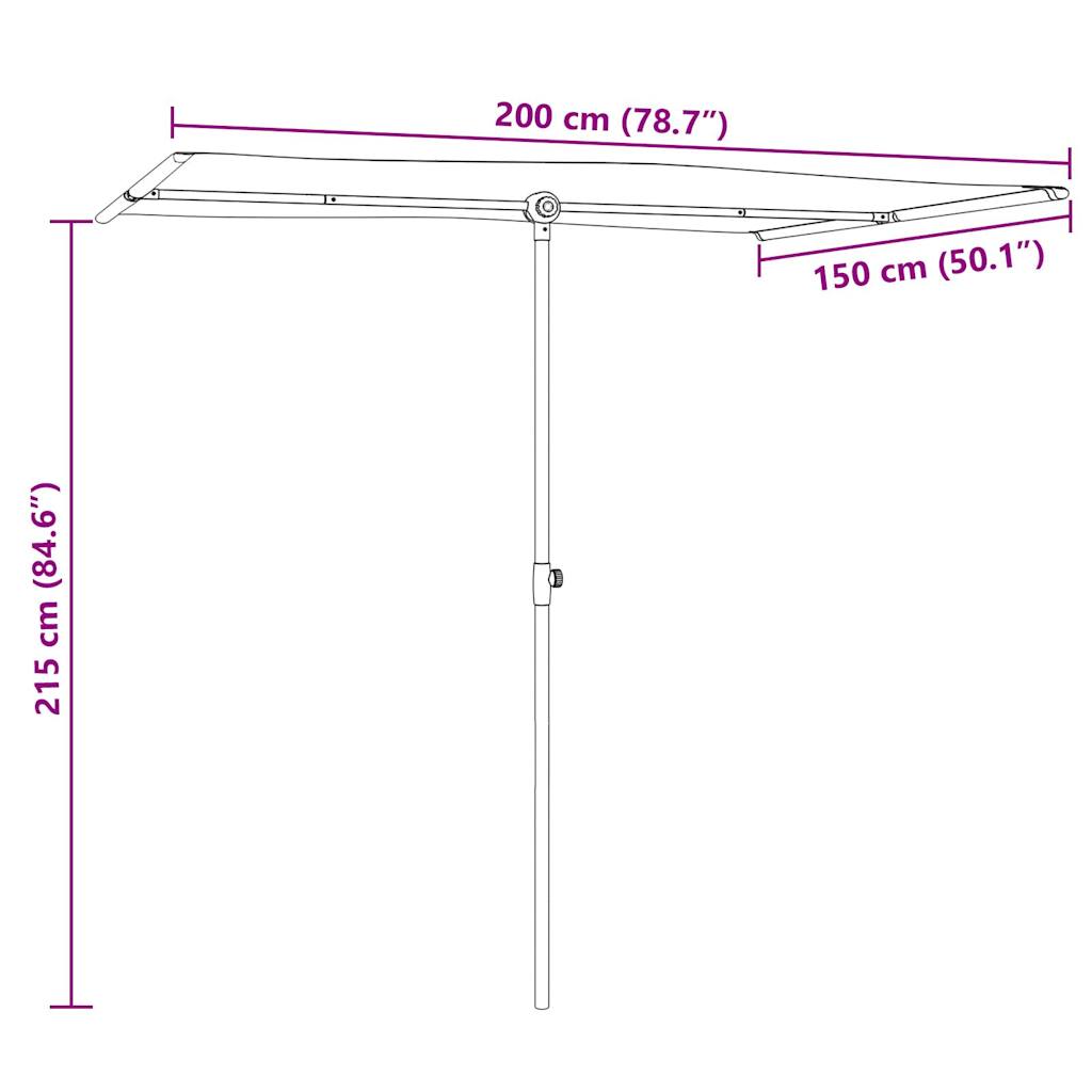Sombrilla de jardín con palo de aluminio azul azure 2x1,5 m