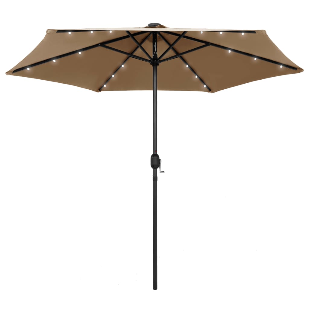 Sombrilla de jardín con luces LED palo de aluminio negra 300 cm